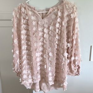 Chicwish long sleeve pink blouse with flowers small